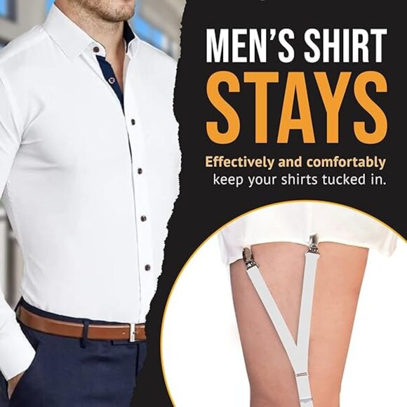 HOLD'EM Shirt Stay for Men Police Military Non Slip Clips - White Y-style - Picture 2 of 7